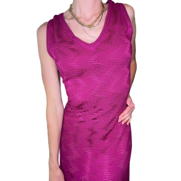 Missoni vintage v neck sleeveless mini pink dress sz. 42/6 - Picture 2 of 10